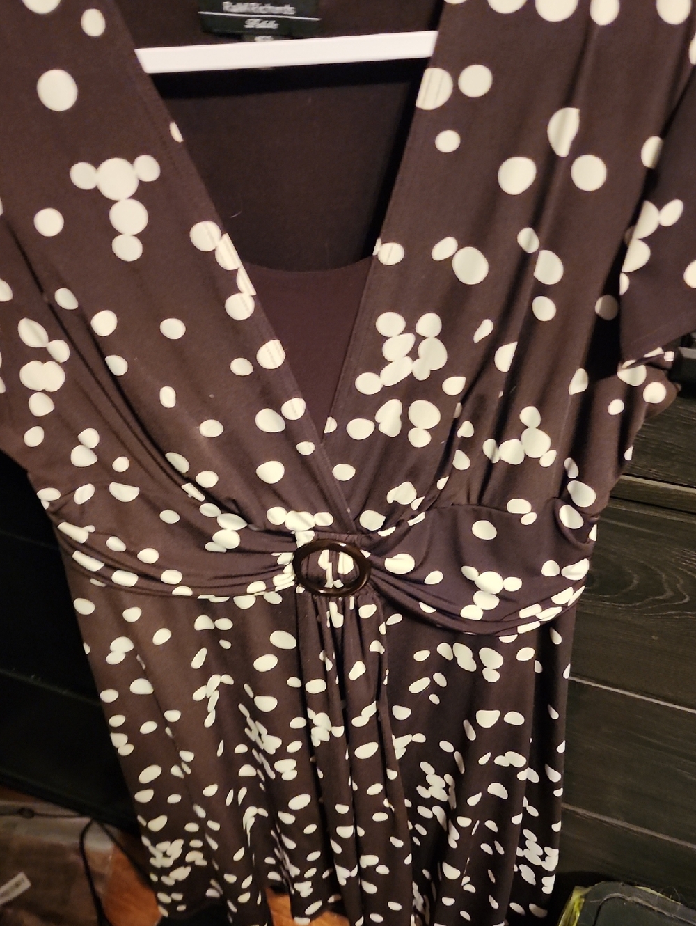 R & M Richards Brown Polka Dot Midi Dress